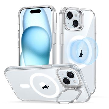 ESR Hybrid HaloLock Case Stash Stand iPhone 15, clear