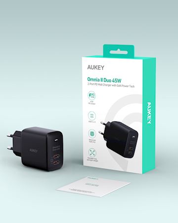 Aukey Dual-Port 45W PD Wall Charger with GaN Power Tech Alternative