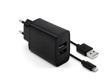 FIXED USB Charger 15W+ USB/Lightning Cable, black Alternative