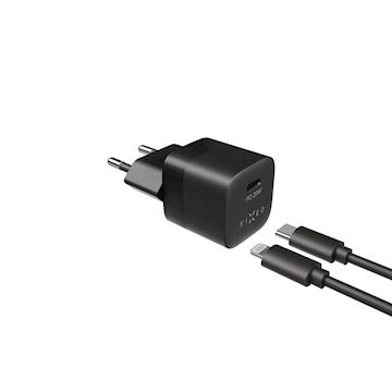 FIXED Mini USB-C Charger 20W+ USB-C/Lightning Cable, black Alternative