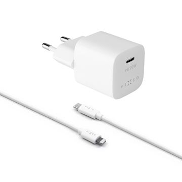 FIXED Mini USB-C Charger 20W+ USB-C/Lightning Cable, white Alternative