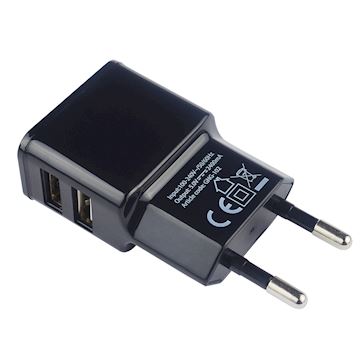 Grab 'n Go - 2.4A/12W Dual USB-A Wall Charger - Black Alternative