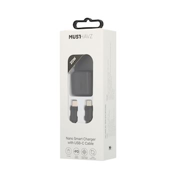 Musthavz Nano Charger 20W + USB-C/USB-C cable, black Alternative