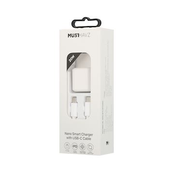 Musthavz Nano Charger 20W + USB-C/USB-C cable, white Alternative