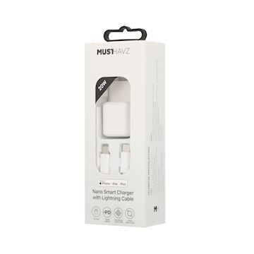 Musthavz Nano Charger 20W + USB-C/Lightning cable, white Alternative