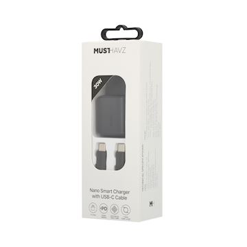 Musthavz Nano Charger 30W + USB-C/USB-C cable, black Alternative