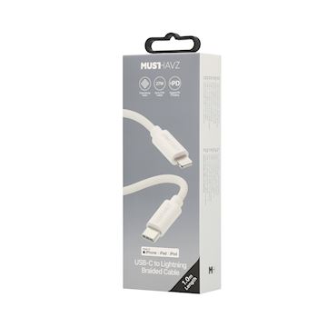 Musthavz USB-C to Lightning Braided Cable 1.0 meter, white Alternative