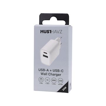 Musthavz GoEasy PD Charger USB-A + USB-C 20W, white Alternative