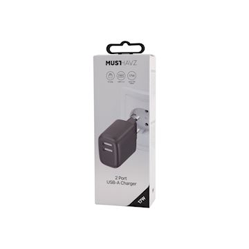 Musthavz 2 Port USB-A Charger 17W, black Alternative