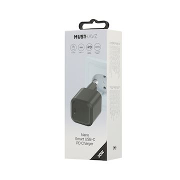 Musthavz Nano Smart USB-C PD Charger 30W, black Alternative