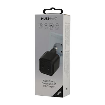 Musthavz Nano Smart Double USB-C PD Charger 35W, black Alternative