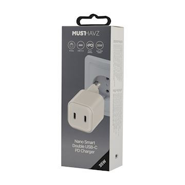 Musthavz Nano Smart Double USB-C PD Charger 35W, white Alternative