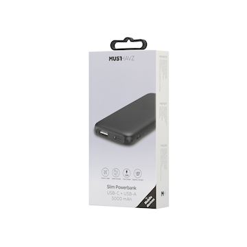 Musthavz Slim 5,000 mAh power bank, black Alternative