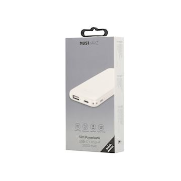 Musthavz Slim 5,000 mAh power bank, white Alternative