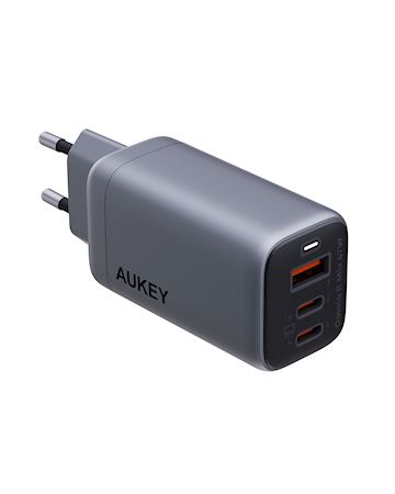 Aukey 3-Port 67W PD Wall Charger with GaN Power Tech, grey