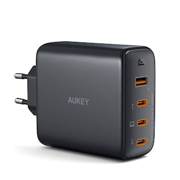 Aukey 4-Port 100W PD Wall Charger with GaN Power Tech, black