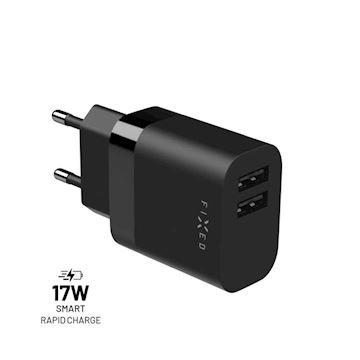 FIXED Dual USB Travel Charger 17W, black