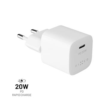 FIXED Mini USB-C Travel Charger 20W, white