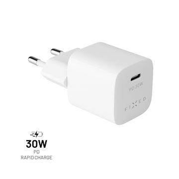 FIXED Mini USB-C Travel Charger 30W, white