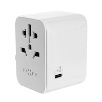 FIXED travel adapter EU, UK and USA/AUS, GaN, PD 30W, white