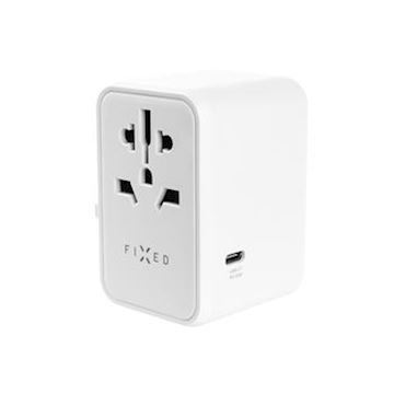 FIXED travel adapter EU, UK and USA/AUS, GaN, PD 65W, white