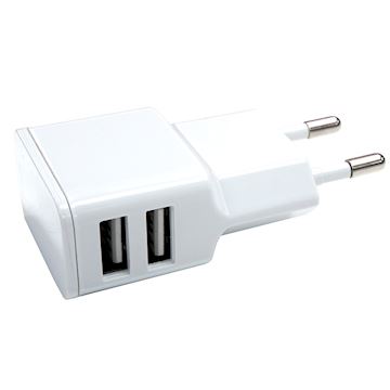 Grab 'n Go - 2.4A/12W Dual USB-A Wall Charger - White